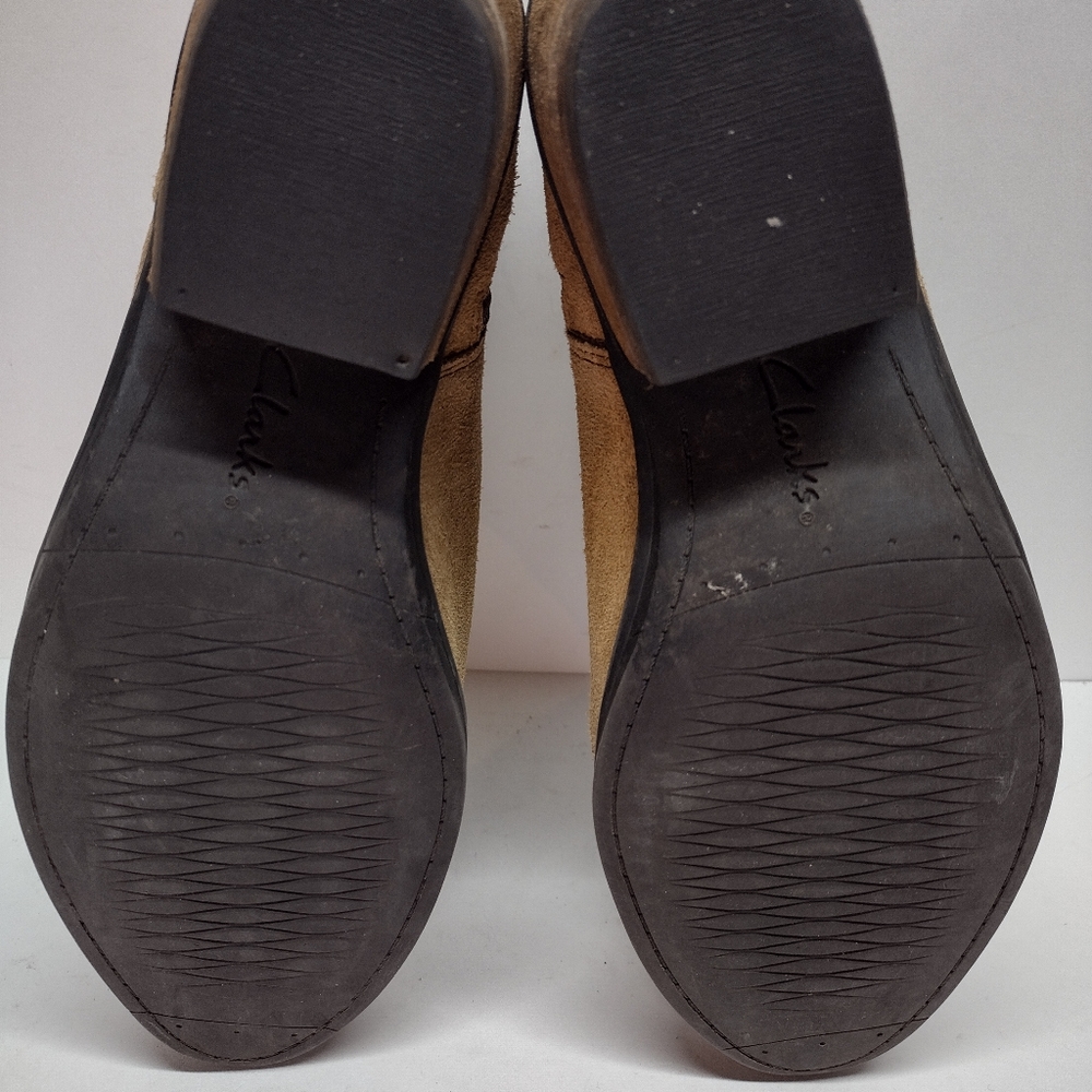 Clarks Collection Ankle Boots Women 8 M Brown Leather Block Heel 3 Strap 20701 - Picture 10 of 11